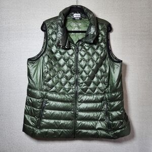 Calvin Klein Performance Womens 2X Premium Down Green Quilted Puffer Vest
